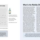 Linke Seite: "AND THE WOMAN WENT TO WORK, An Erasure Poem". Rechte Seite: "What Is the Matilda Effect?" Illustration: Frau mit Schild "Votes for Women".