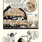 Illustration über Kompostieren. Text: Mikroben und Würmer zersetzen grüne und braune Schichten. Kein Abfall in der Natur.