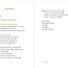 Inhaltsverzeichnis mit Teilen zu Kreativität, Spielen und Zweifeln. Kapitel umfassen magische Wesen, Neugier und Ziele.