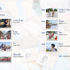 Inhaltsverzeichnis mit Reisedaten und Ortsnamen, daneben Fotos: Europa, Türkei, Iran, Afghanistan, Pakistan, Kaschmir, Indien, Nepal.