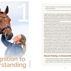 "From Recognition to Understanding" und "Muscle Training—A Universal Remedy." Frau streichelt Pferd, sanfte Farben.