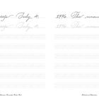 Handschriftliche Übung mit den Texten "In Congress, July 4," und "1776. The unanimous" in Schreibschrift, mit leeren Linien.