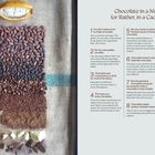 Text: "Chocolate in a Nutshell (or Rather, in a Cacao Pod)"

Links: Geöffnete Kakaofrucht, darunter verschiedene Kakaoverarbeitungsstufen.