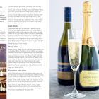 "Choosing Wine by Style" beschreibt Weinauswahl. Links Textblöcke, unten Weinfoto. Rechts drei Flaschen, zwei Gläser.