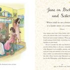 "Jane on Brothers and Sisters" und ein Zitat aus "Emma". Links Illustration: Drei Frauen in einem Zimmer, Katze auf dem Boden.