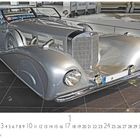 "Mercedes 500K", "CASARES EDITION". Elegantes, silbernes Oldtimer-Cabriolet, futuristisches Design, poliert und glänzend.