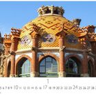 Barcelona, Kalender mit Zahlen 1 bis 31, Casares Edition. Gebäude mit detailreicher Kuppel und bunten Fliesen.