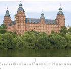 Aschaffenburg Schloss, Kalender für den 1. Monat, mit Natur im Vordergrund und historischem Schloss im Hintergrund.