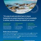 "lonely planet" steht als Logo oben, darunter ein Strandbild mit Bergen. Texte beschreiben Reiseerlebnisse in Tasmanien.