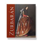 "Zurbarán" ist in großer Schrift geschrieben. Links ein Mönch in brauner Kutte, der nach oben blickt und einen Totenkopf hält.