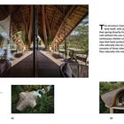 Texte: "DOME VILLA BELALU", "TYPE OF WOOD: Agnisquipetuer", "PHOTO CREDITS Mo Arpi". 
Ansichten einer Villa mit Bambus-Architektur.