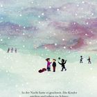 "In der Nacht hatte es geschneit. Die Kinder spielten und tobten im Schnee." Kinder spielen im Schnee, es schneit.