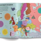 „THE CONTINENT OF EUROPE“ und Länderkarte mit Informationen über geographische Besonderheiten und Städte Europas.