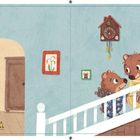 „Tuut Tuut! Der kleine Zug fährt los. Tuut Tuut, es geht bergauf …“ Illustration: Drei Bären gehen eine Treppe hinauf.
