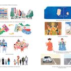 Ein Text beschreibt die unterschiedlichen Aspekte an Grenzen: Sprache, Währung, Essen, Religion, Gesten und Straßenverkehr. Illustrationen zeigen Menschen und Szenen aus verschiedenen Ländern.