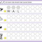 Nummer 21: "Ich kann die Anzahl der Laute hören." Bilder von Wal, Iglu, Adler, Esel.