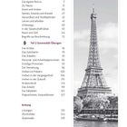 Inhalt, Teil 1 Wortschatz-Übungen, Teil 2 Grammatik-Übungen, Anhang. Rechts ein Foto des Eiffelturms in Schwarz-Weiß.