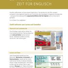 Ein Deckblatt beschreibt einen Englischkurs. Bilder von London zeigen einen Doppeldeckerbus und Big Ben.