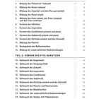 Inhaltsverzeichnis mit zwei Teilen: "Verbformen üben" und "Verben richtig benutzen" plus Seitenzahlen.