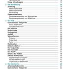 Inhalt zeigt Kapitel von 1 bis 4: Aussprache, Wortbildung, Verben, Substantive mit Seitenzahlen wie 9 und 16.