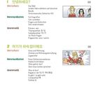 Inhalt: Die koreanische Schrift, Vokabeln, Kommunikation, Grammatik. Zwei Illustrationen zeigen Figuren in alltäglichen Szenen.
