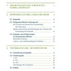 Inhaltsverzeichnis mit drei Hauptthemen: Schnellübersicht, Bernhard Schlink, Textanalyse und -interpretation.