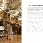 "Eine der schönsten Bibliotheken" steht oben. 

Prunkvoller Barockraum mit reich verzierten Deckenfresken und hohen Bücherregalen.