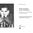 Titel: Denke und spiele wie ein Großmeister. Schwarzweißfoto eines Mannes, der über einem Schachbrett nachdenkt.