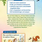 Lesestufe 2: Ideal zum ersten Lesenlernen, große Schrift, eingefärbte Silben. Illustration von Kindern mit einem Eichhörnchen.
