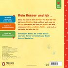 "Mein Körper und ich", ab 2 Jahren. Bunter Hintergrund, hervorgehobene Themen: Wissen, Sprachentwicklung, Selbstbewusstsein.