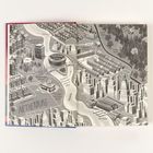 Eine schwarz-weiße Illustration einer Stadtkarte mit Texten wie "Netherburg Stadion", "Die Docks" und "Wilder Wald".