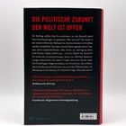 "Die politische Zukunft der Welt ist offen." Roter Text auf schwarzem Hintergrund, Beschreibungen und Zitate von Zeitungen.