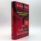 Buchtitel: "Am Ende des Fortschritts" von Kohei Saito. Über roten Hintergrund mit Rauchwolken, dtv-Verlag.