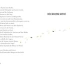 Text: "Drei Wochen später". Gedicht über Naturerlebnisse, etwa Kiefern, Ameisen, Bussard. Illustrationen mit Blättern. Nummer 8.