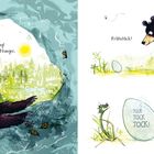 "Frühling", "Endlich Frühling! Hab ich einen Hunger.", "Frühstück?", "TOCK TOCK TOCK!", "Hallo, Papa!" Illustrationen von Bär und Küken.