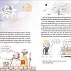 "Ruhe da unten!", "Kurz lebe der König!", "Der Staat bin ich!", "Der Staat sind wir!", "Oh, nääh". 

Ein König auf einem Turm; Menschen bei Hausarbeit; Diskussionstisch. Texte erklären Herrschaft.