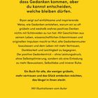 Ein gelber Hintergrund mit einem inspirierenden Text über die Kontrolle von Gedanken und ein Buch für mehr Vertrauen.