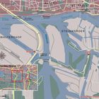 Text: Hamburger Hafen Übersicht, WALTERSHOF, STEINWERDER, WSPK 1, WSPK 2. Darstellung einer Hafenkartenansicht.