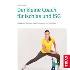 Titel: "Der kleine Coach für Ischias und ISG". Frau im Ausfallschritt neben Comic-Figur, roter Streifen mit "TRIAS" senkrecht.