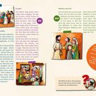 250: Jäirus hat eine Bitte. 251: Zu spät? 252: Mädchen, steh auf!   
Farbenfrohe Illustration einer biblischen Szene.