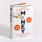 „MONEY“ in vertikaler Schrift, Zeichnung einer Hand mit Münze, Aussagen von Tom Holland und Financial Times, Autor David McWilliams.