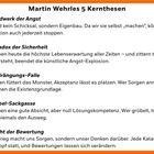 **Martin Wehrles 5 Kernthesen:**  
1. Das Handwerk der Angst  
2. Das Paradox der Sicherheit  
3. Die Verdrängungs-Falle  
4. Die Grübel-Sackgasse  
5. Die Macht der Bewertung