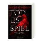"ANDREAS GRUBER, TODESSPIEL, TEIL ZWEI, THRILLER, GOLDMANN" steht auf dem Cover. Ein roter Rabe vor dunklem Hintergrund.