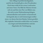 Ein Text beschreibt einen Mann, dessen Kontrolle durch ein Bild erschüttert wird. Unten steht "hanser-literaturverlage.de". Der Hintergrund ist hellblau.