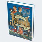 Titel: Baskerville – Das Tal der Lügen. Illustration: Jugendstil-Stil mit Jugendlichen und einem Hund.