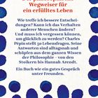 "Der philosophische Wegweiser für ein erfülltes Leben" in roter Schrift, umgeben von blauen Kreisen.