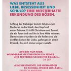 Text auf rosa Hintergrund: "WAS ENTSTEHT AUS LIEBE, BESSESSENHEIT UND SCHULD? EINE MEISTERHAFTE ERKUNDUNG DES BÖSEN."