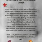 Text: Katja Kullmann erzählt in ihrem Debütroman... 
Carla Mittmann und ein Karton voller Geld.  
Illustration: Bunte Sterne.
