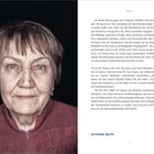 Links: Nahaufnahme einer älteren Frau mit kurzem Haar und ernstem Ausdruck. Rechts: Text beginnt mit "Prolog". Darunter folgt ein längerer Absatz. Unten steht "Anna Strökowa, Kyiw 2015".