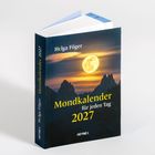 Auf dem Cover steht: "Mondkalender für jeden Tag 2027" von Helga Föger. Ein leuchtender Mond über Berggipfeln.
